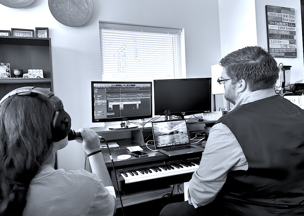 Andy working with a student in his studio